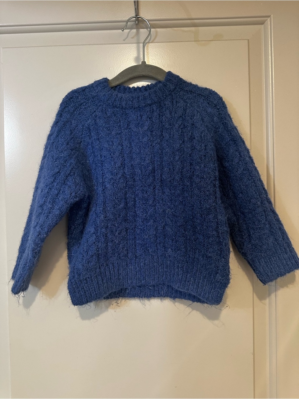 Zara Girls' Textured Cable-Knit Sweater - Navy Blue